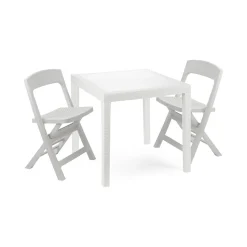 Set salotto giardino 2 sedie 1 tavolo quadrato bianco - Sanzeno