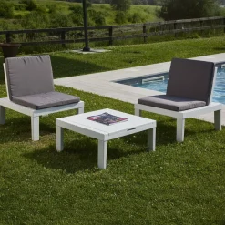 Set salotto piscina poltrone effetto doghe bianco - Aixela