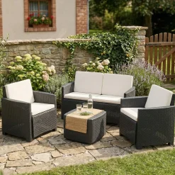 Set salotto terrazza con tavolino contenitore antracite - Bacco