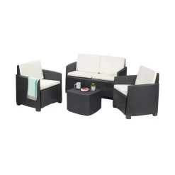 Set salotto terrazza con tavolino contenitore antracite - Bacco