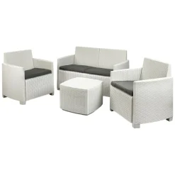 Set salotto terrazza con tavolino contenitore bianco - Bacco