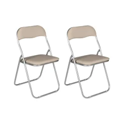 Set 2 sedie pieghevoli imbottite beige struttura in metallo - Antenore