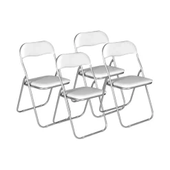 Set 4 sedie pieghevoli imbottite bianche struttura in metallo - Antenore