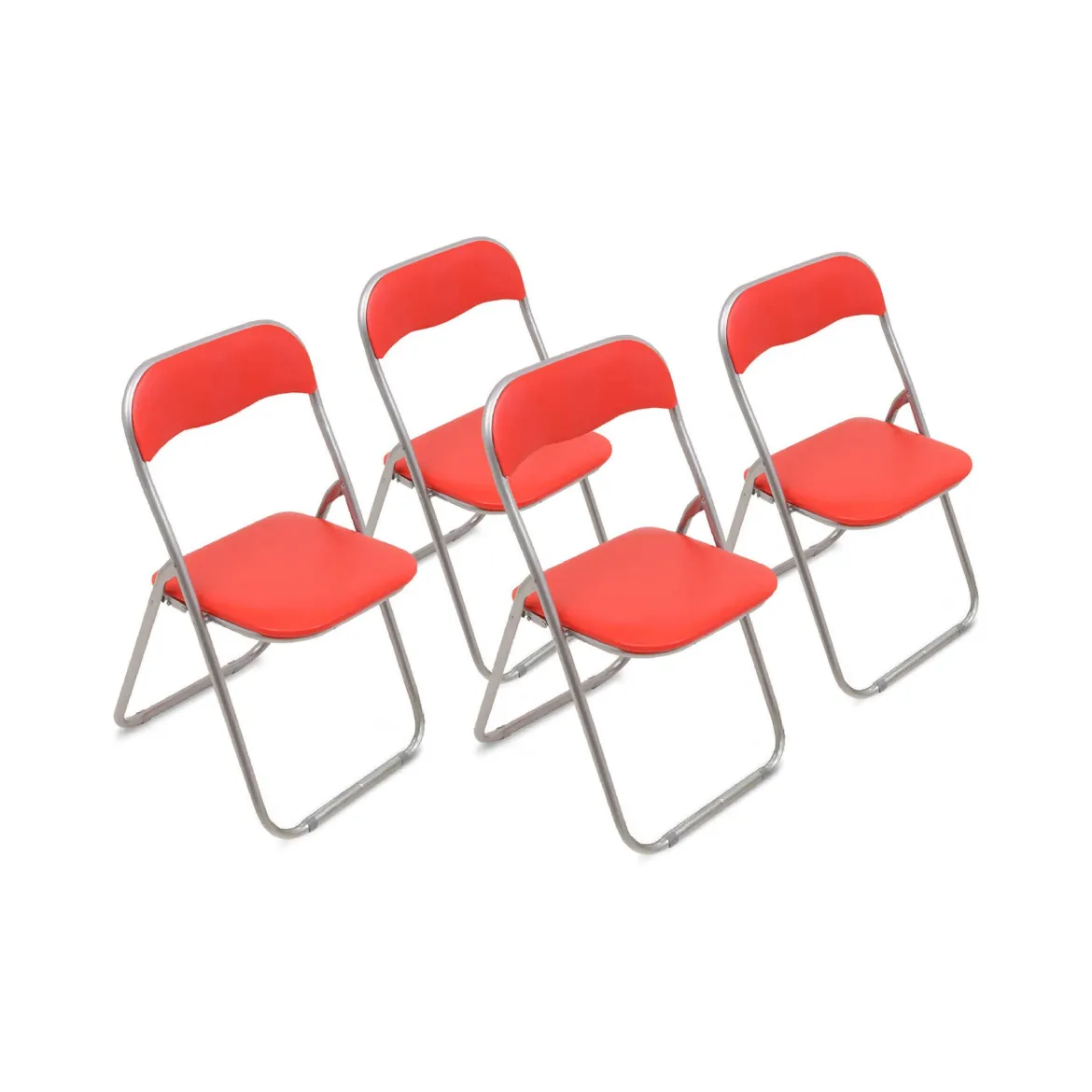 Set 4 sedie pieghevoli imbottite rosse struttura in metallo - Antenore