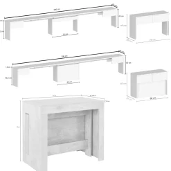 Set tavolo cucina estensibile e 2 panche estensibili grigio 12 posti - Auditore
