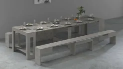 Set tavolo cucina estensibile e 2 panche estensibili grigio 12 posti - Auditore