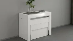 Set tavolo da pranzo allungabile e 2 panche allungabili bianco lucido 12 posti - Auditore