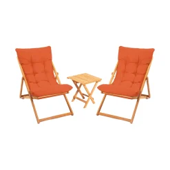 Set Tavolo e Sedie Arancione 2 Posti Dimensione Tavolo 40x40h40 cm, Dimensione Seduta 59x44h90 cm - Leni