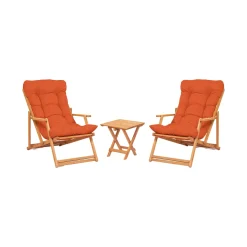 Set Tavolo e Sedie Arancione 2 Posti Dimensione Tavolo 40x40h40 cm, Dimensione Seduta 66x48h110 cm - Biagio