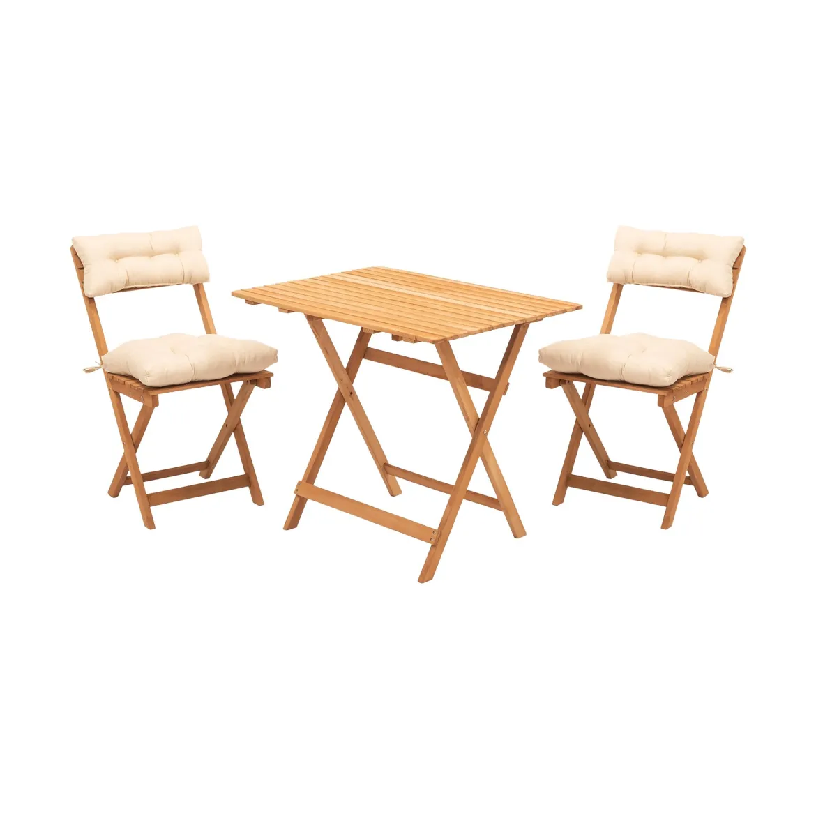 Set Tavolo e Sedie Bianco Crema 2 Posti Dimensione Seduta 40x30h81 cm, Dimensione Tavolo 80x60h72 cm - Nazzano