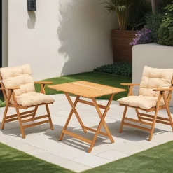 Set Tavolo e Sedie Bianco Crema 2 Posti Dimensione Seduta 46x43h89 cm, Dimensione Tavolo 80x60h74 cm - Roana