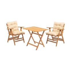 Set Tavolo e Sedie Bianco Crema 2 Posti Dimensione Seduta 46x43h89 cm, Dimensione Tavolo 80x60h74 cm - Roana