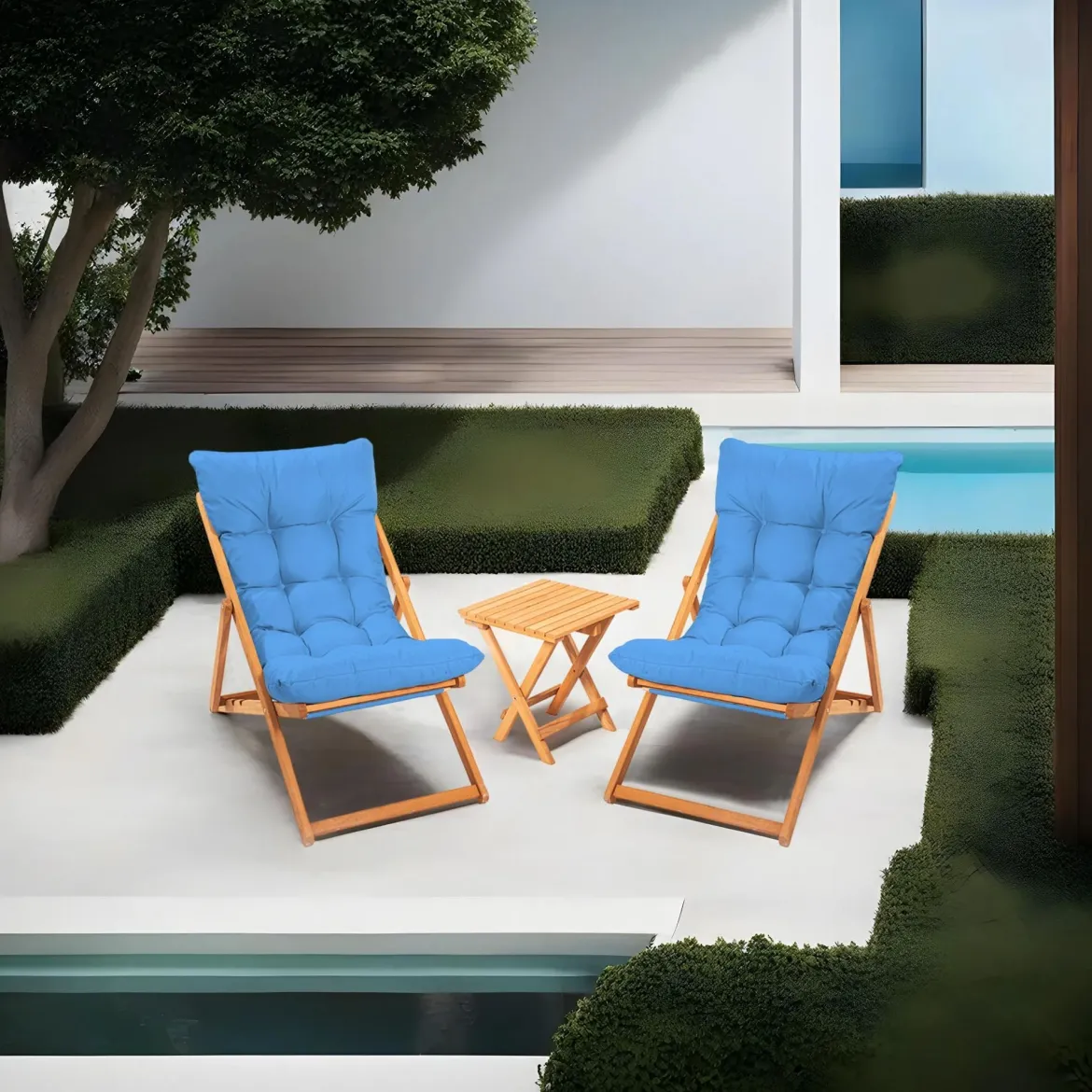 Set Tavolo e Sedie blu 2 Posti Dimensione Tavolo 40x40h40 cm, Dimensione Seduta 66x48h111 cm - Biagio