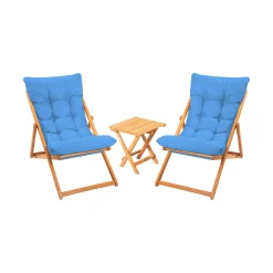 Set Tavolo e Sedie blu 2 Posti Dimensione Tavolo 40x40h40 cm, Dimensione Seduta 59x44h90 cm - Leni