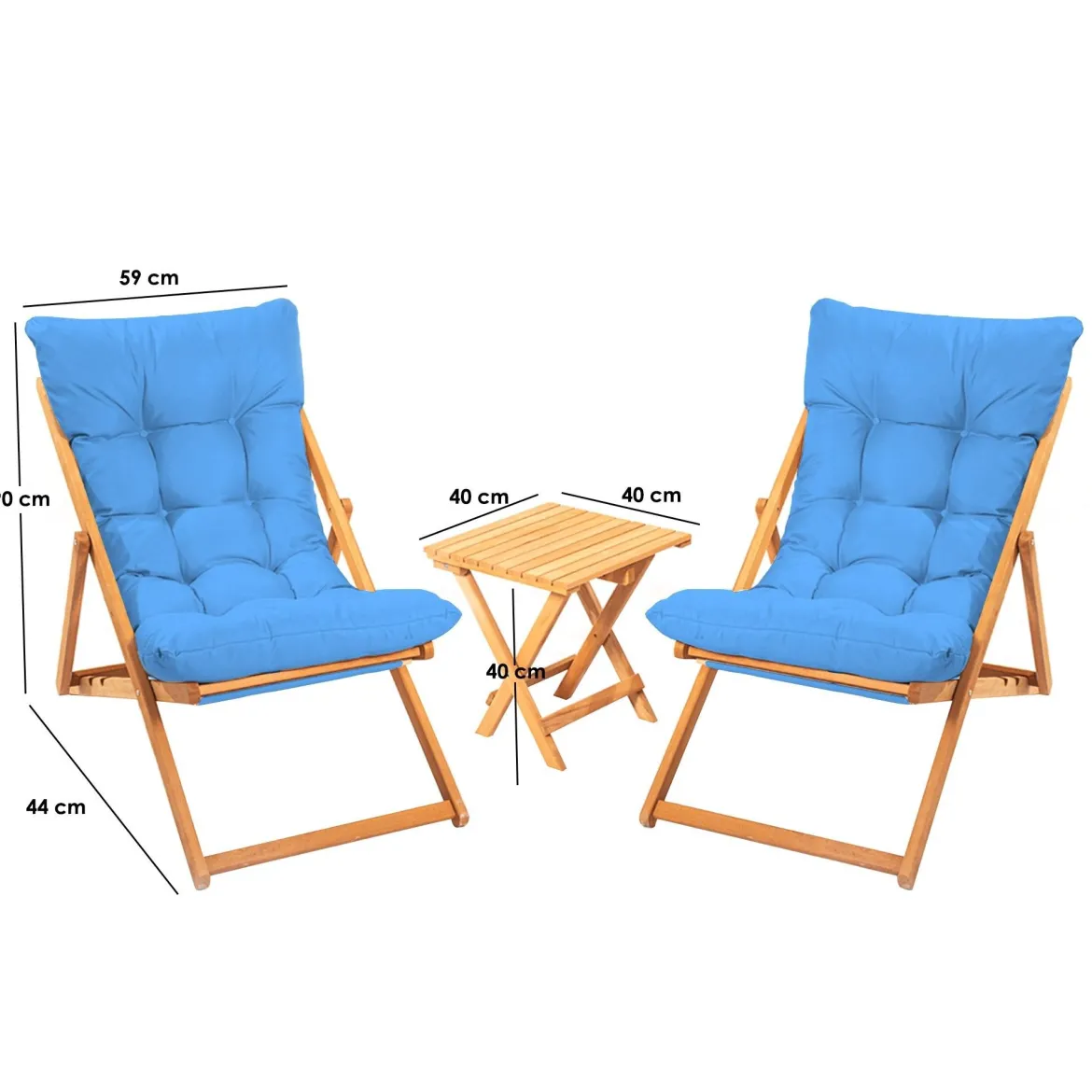 Set Tavolo e Sedie blu 2 Posti Dimensione Tavolo 40x40h40 cm, Dimensione Seduta 66x48h111 cm - Biagio