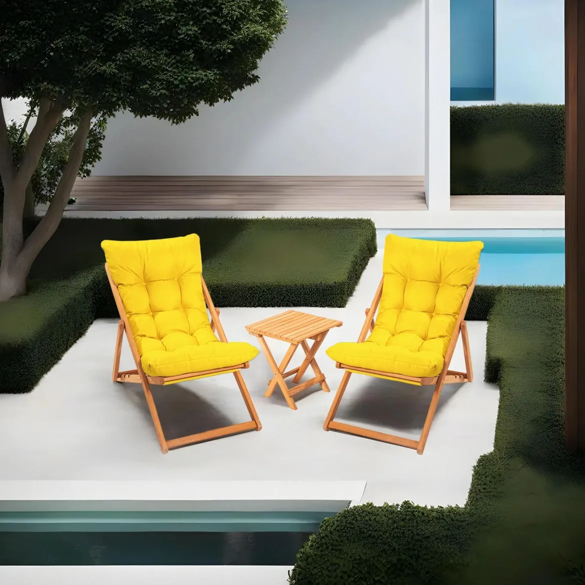 Set Tavolo e Sedie Giallo 2 Posti Dimensione Tavolo 40x40h40 cm, Dimensione Seduta 66x48h112 cm - Biagio