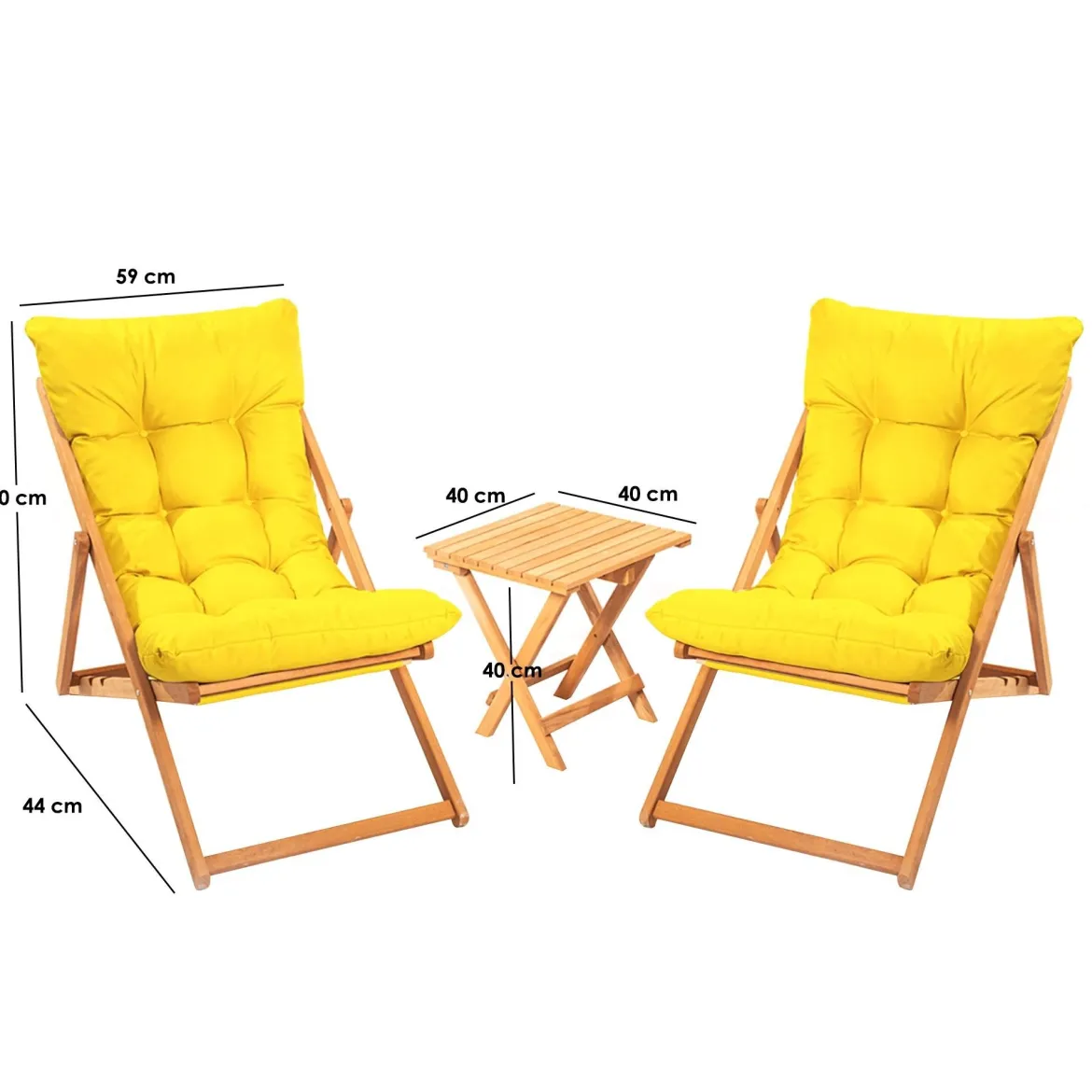 Set Tavolo e Sedie Giallo 2 Posti Dimensione Tavolo 40x40h40 cm, Dimensione Seduta 66x48h112 cm - Biagio
