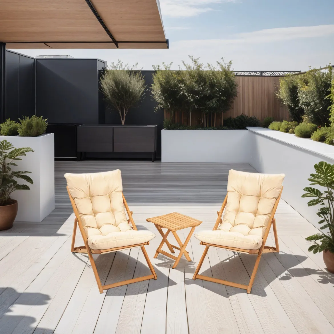 Set Tavolo e Sedie Marrone Bianco Crema 2 Posti Dimensione Seduta 59x44h90 cm, Dimensione Tavolo 40x40h40 cm - Leni