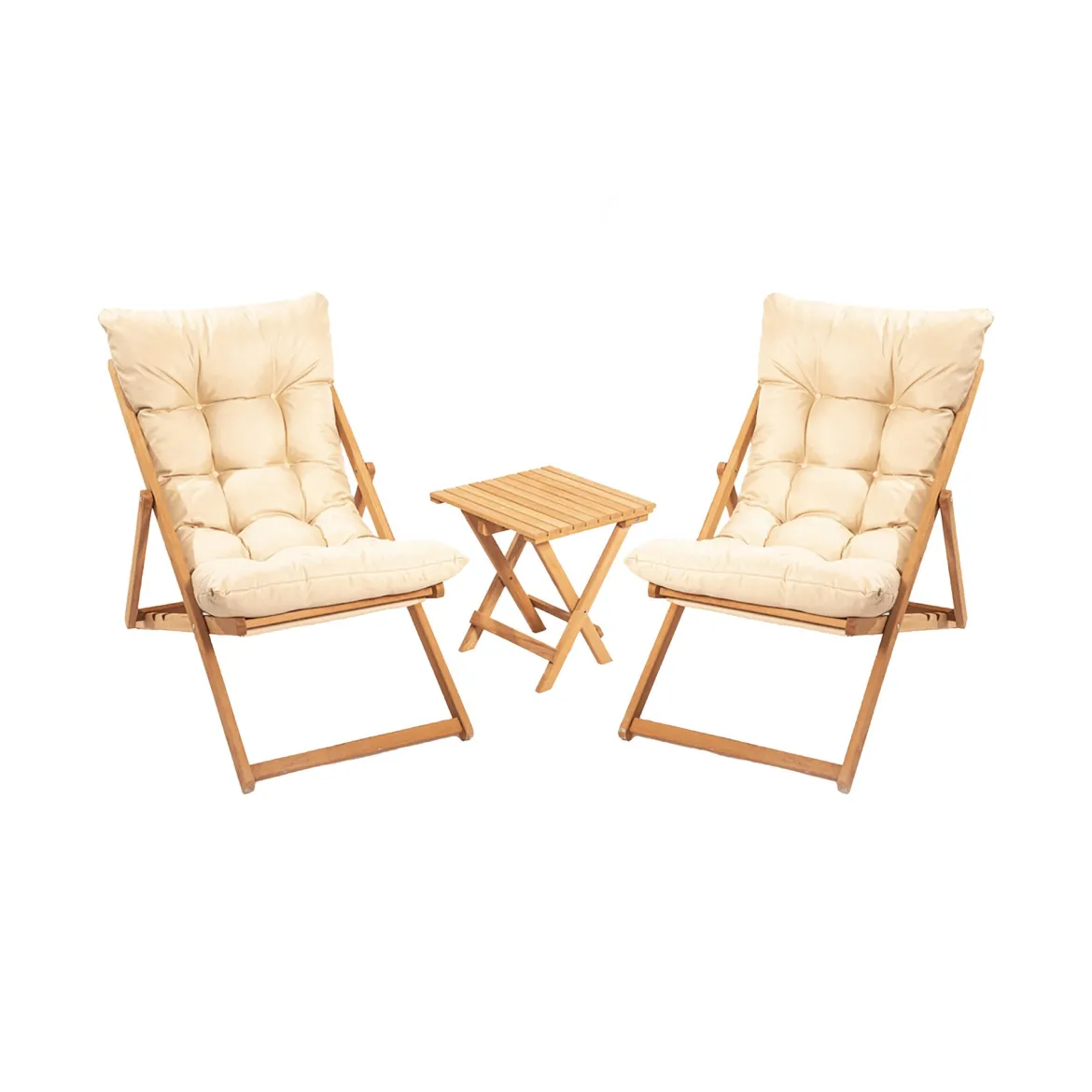 Set Tavolo e Sedie Marrone Bianco Crema 2 Posti Dimensione Seduta 59x44h90 cm, Dimensione Tavolo 40x40h40 cm - Leni