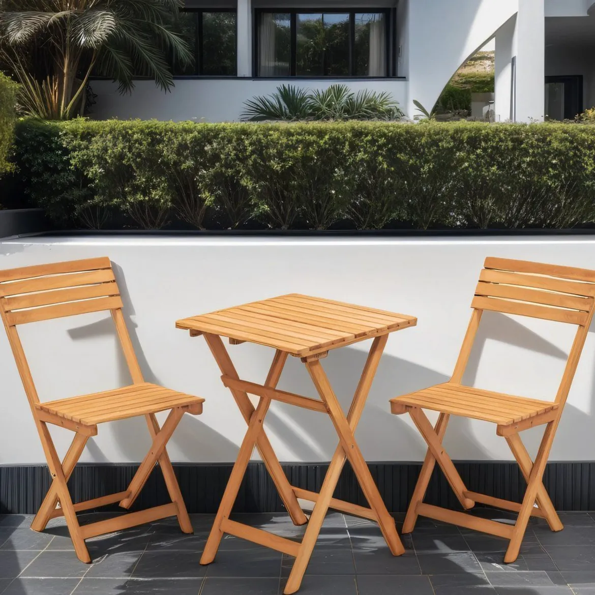 Set Tavolo e Sedie Marrone 2 Posti Dimensione Tavolo 50x50h72 cm, Dimensione Seduta 40x30h81 cm - Isso