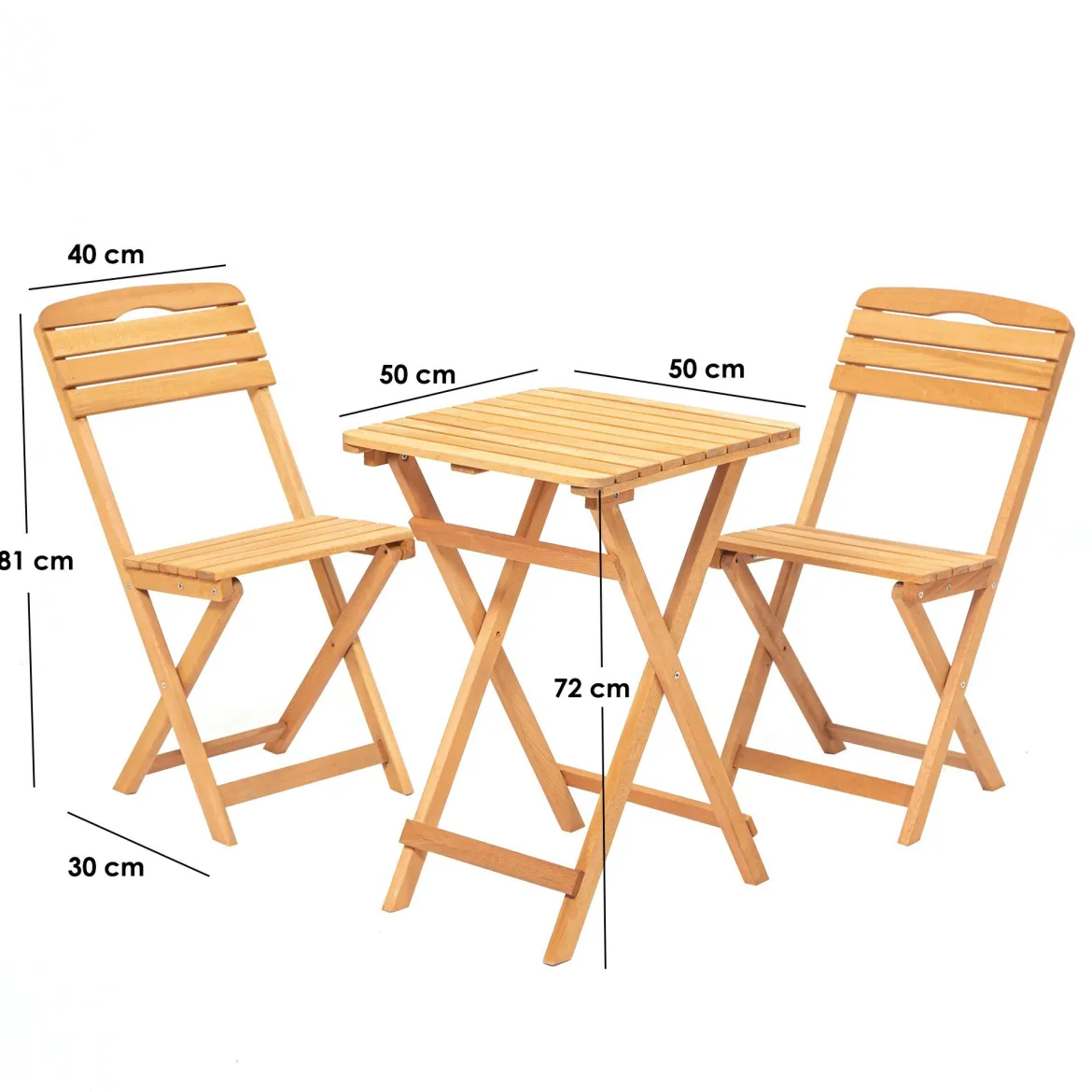 Set Tavolo e Sedie Marrone 2 Posti Dimensione Tavolo 50x50h72 cm, Dimensione Seduta 40x30h81 cm - Isso