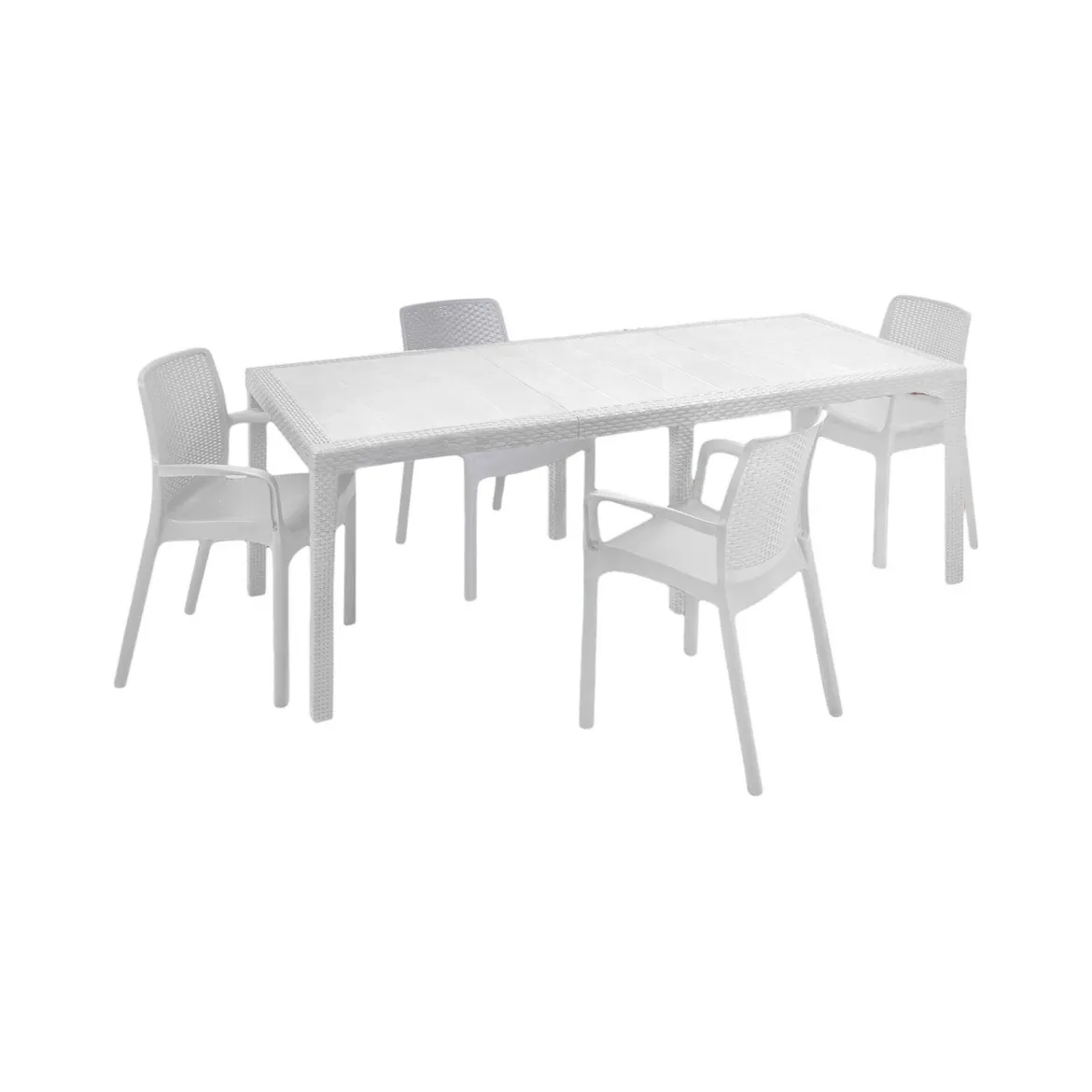 Set terrazzo tavolo estensibile 10 posti e 4 sedie bianco - Cortanze