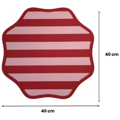 Set 2 Tovagliette/Sottopiatti in Ecopelle Hart, Rosso e Rosa 40x40 cm, Fantasia a righe, Lavabili e Antiscivolo, Indoor/Outdoor, Made in Italy