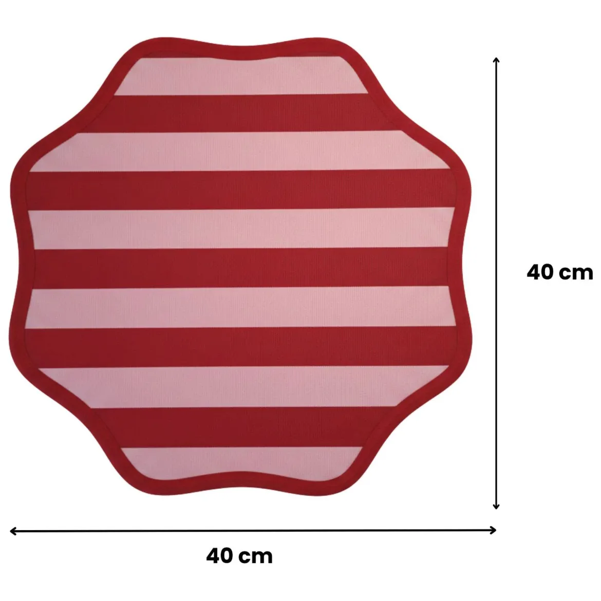 Set 2 Tovagliette/Sottopiatti in Ecopelle Hart, Rosso e Rosa 40x40 cm, Fantasia a righe, Lavabili e Antiscivolo, Indoor/Outdoor, Made in Italy