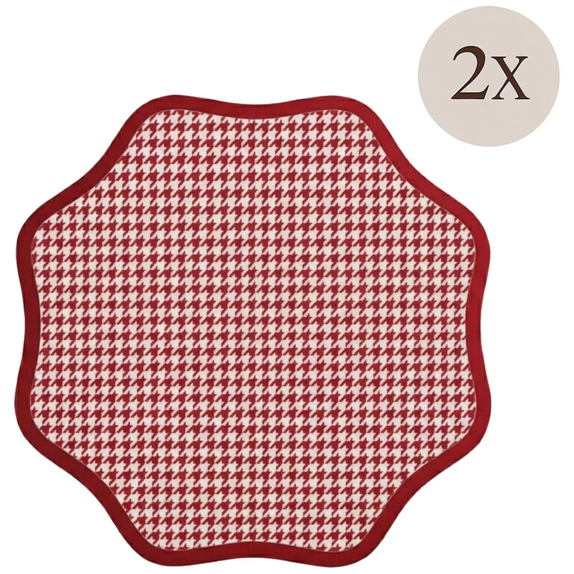 Set 2 Tovagliette/Sottopiatti in Ecopelle Tim, Rosso e Rosa 40x40 cm, Micro pied de poule, Lavabili e Antiscivolo, Indoor/Outdoor, Made in Italy