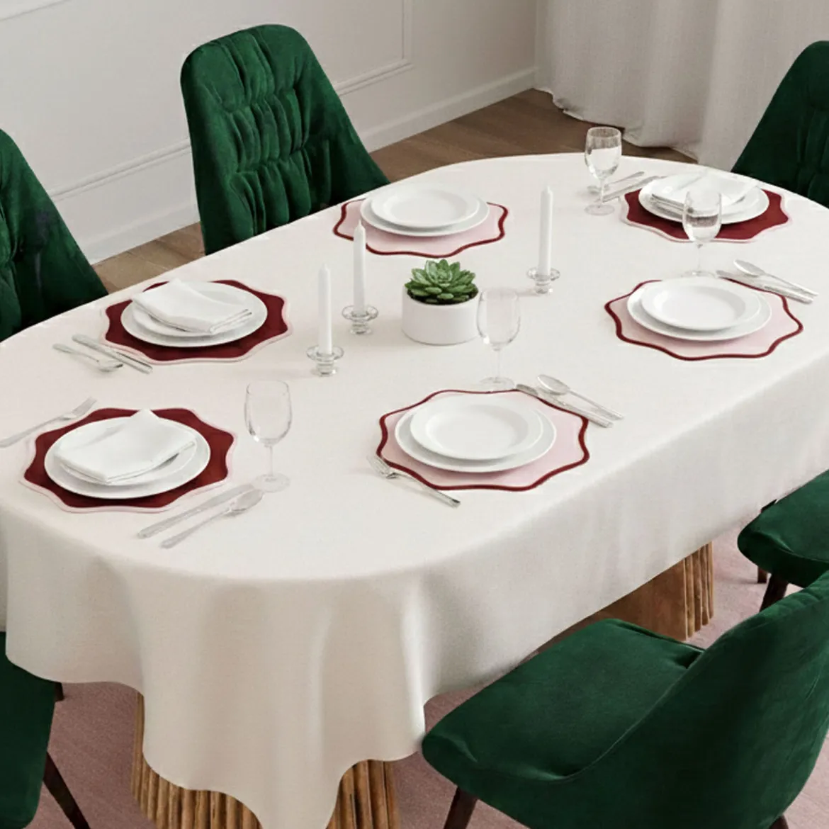 Set 6 Tovagliette/Sottopiatti in Ecopelle Hati, Rosso e Rosa 40x40 cm, Coppia bicolore, Lavabili e Antiscivolo, Indoor/Outdoor, Made in Italy
