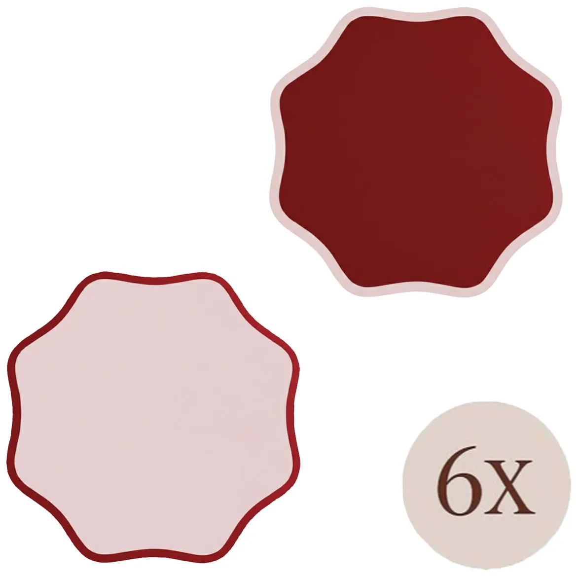 Set 6 Tovagliette/Sottopiatti in Ecopelle Hati, Rosso e Rosa 40x40 cm, Coppia bicolore, Lavabili e Antiscivolo, Indoor/Outdoor, Made in Italy