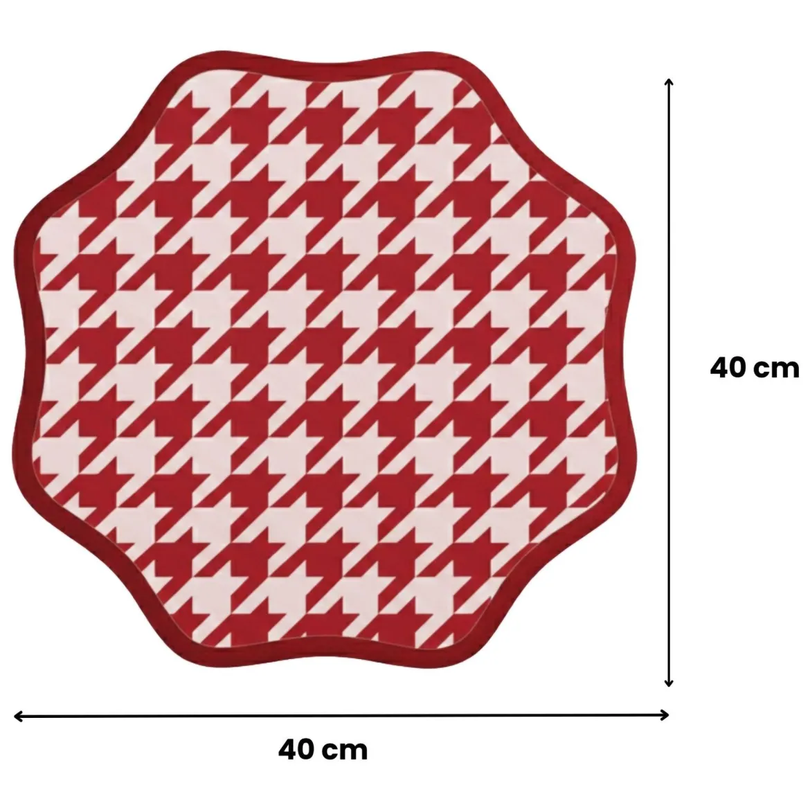 Set 6 Tovagliette/Sottopiatti in Ecopelle Serce, Rosso e Rosa 40x40 cm, Fantasia pied de poule, Lavabili e Antiscivolo, Indoor/Outdoor, Made in Italy