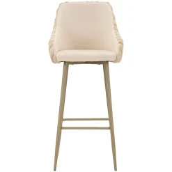 Sgabello Bianco Crema Beige Imbottito set da 2 con Schienale 52x46x111h cm, Altezza Seduta 78 cm - Spiti