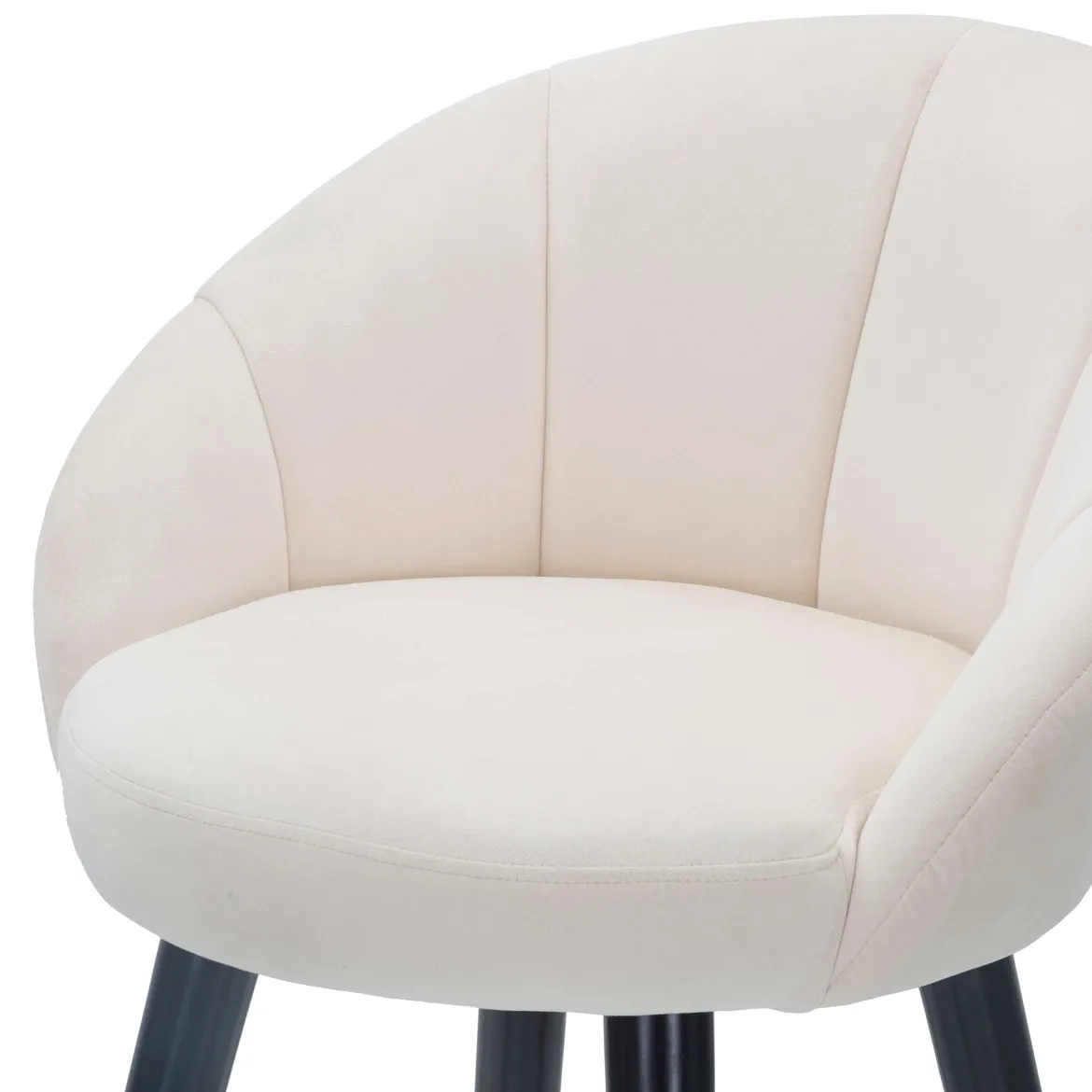 Sgabello Bianco Crema Nero Imbottito Rivestimento in Velluto 55x56x104h cm, Materiale Struttura in Tessuto - Huanca