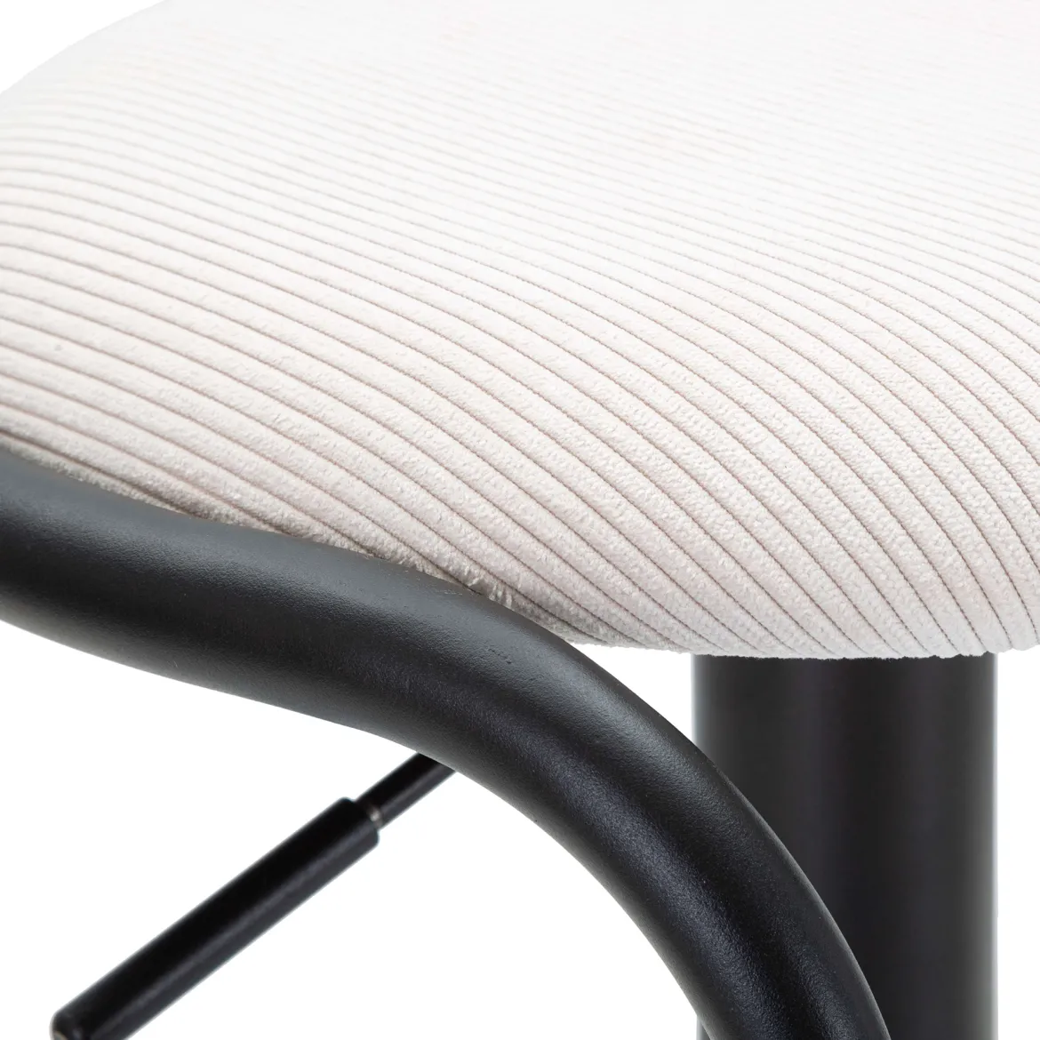 Sgabello Bianco Crema Nero Regolabile Imbottito 41x41x61h cm, Altezza Seduta Massima 83 cm - Jardin