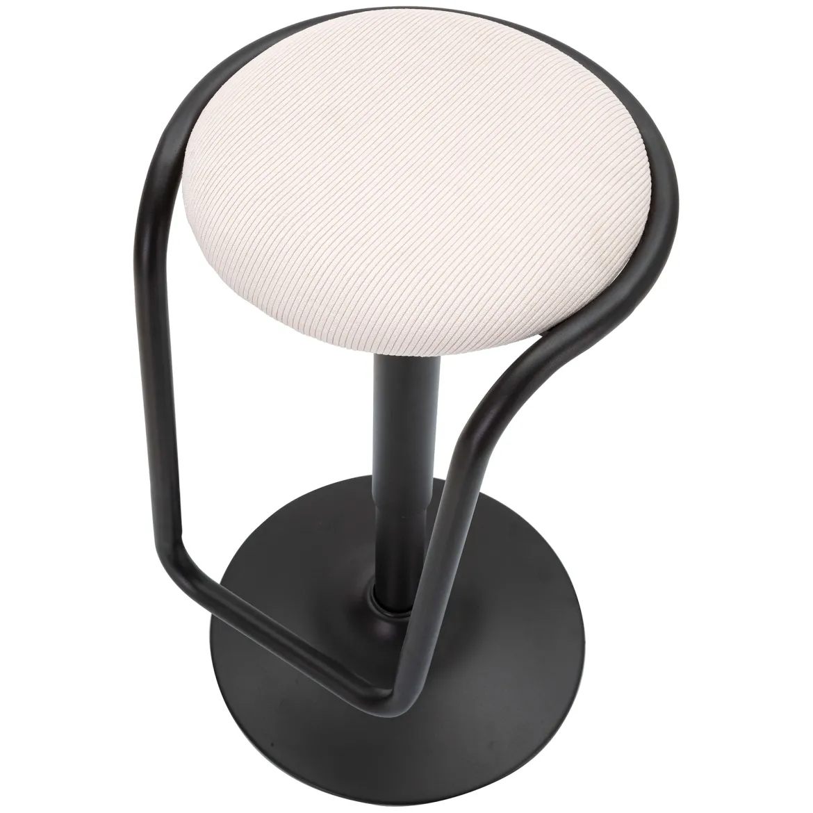 Sgabello Bianco Crema Nero Regolabile Imbottito 41x41x61h cm, Altezza Seduta Massima 83 cm - Jardin