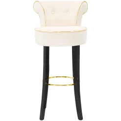 Sgabello Bianco Crema Nero Rivestimento in Velluto Imbottito 46x48x96h cm, Sfumatura Colore Seduta Crema - Tupiza