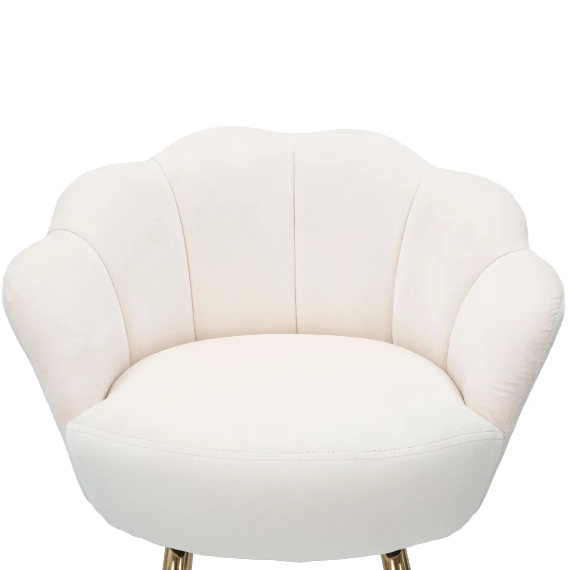 Sgabello Bianco Crema oro Imbottito Rivestimento in Velluto 55x53x110h cm, Altezza Seduta 85 cm - Tequis