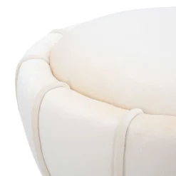Sgabello Bianco Crema oro Rivestimento in Velluto Imbottito 40x40x44h cm, Sfumatura Colore Seduta Crema - Samaip