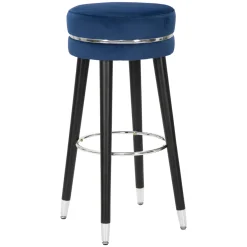 Sgabello blu Argento Rivestimento in Velluto Imbottito 35x35x74h cm, Colore Seduta blu - Bran
