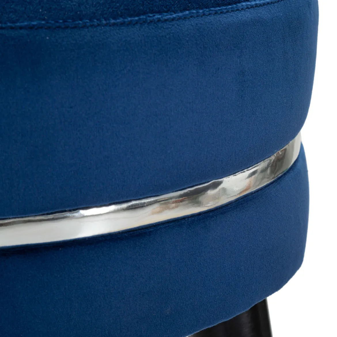 Sgabello blu Argento Rivestimento in Velluto Imbottito 35x35x74h cm, Colore Seduta blu - Bran