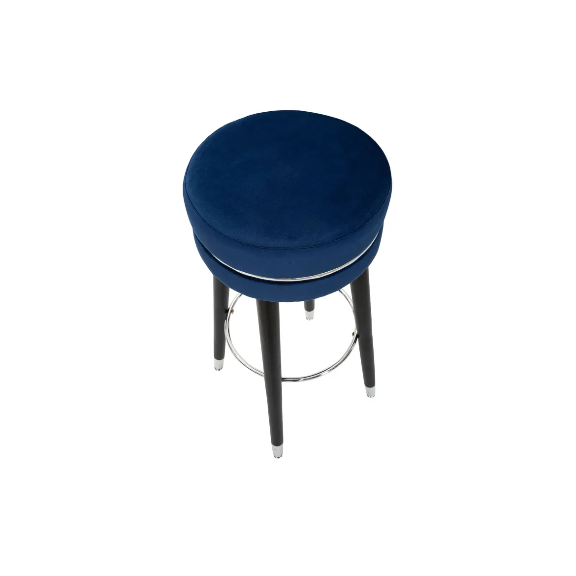 Sgabello blu Argento Rivestimento in Velluto Imbottito 35x35x74h cm, Colore Seduta blu - Bran