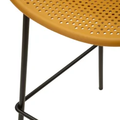 Sgabello Giallo Senape Nero set da 2 Indoor/outdoor Seduta Traforata Altezza Seduta 75 cm 51x82x58h cm, Materiale Struttura in Metallo - Trong