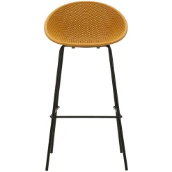 Sgabello Giallo Senape Nero set da 2 Indoor/outdoor Seduta Traforata Altezza Seduta 75 cm 51x82x58h cm, Materiale Struttura in Metallo - Trong