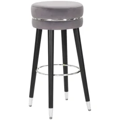 Sgabello Nero Imbottito Rivestimento in Velluto 35x35x74h cm, Materiale Struttura in Legno - Bran