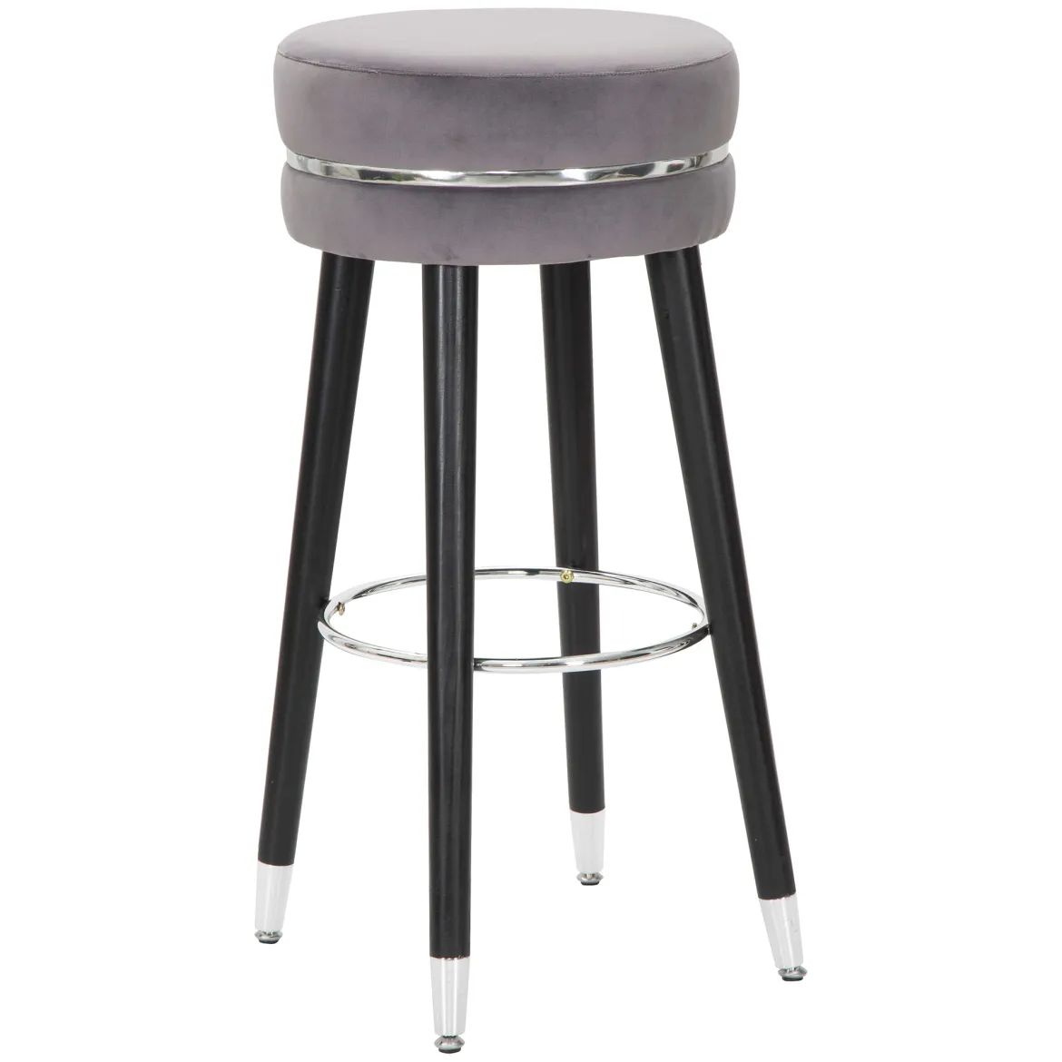Sgabello Nero Imbottito Rivestimento in Velluto 35x35x74h cm, Materiale Struttura in Legno - Bran