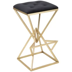Sgabello Nero oro Imbottito Colore Struttura oro 40x40x75h cm, Materiale Struttura in Metallo - Datipa