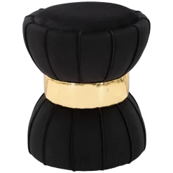 Sgabello Nero oro Imbottito Rivestimento in Velluto 40x40x44h cm, Materiale Struttura in Legno - Samaip