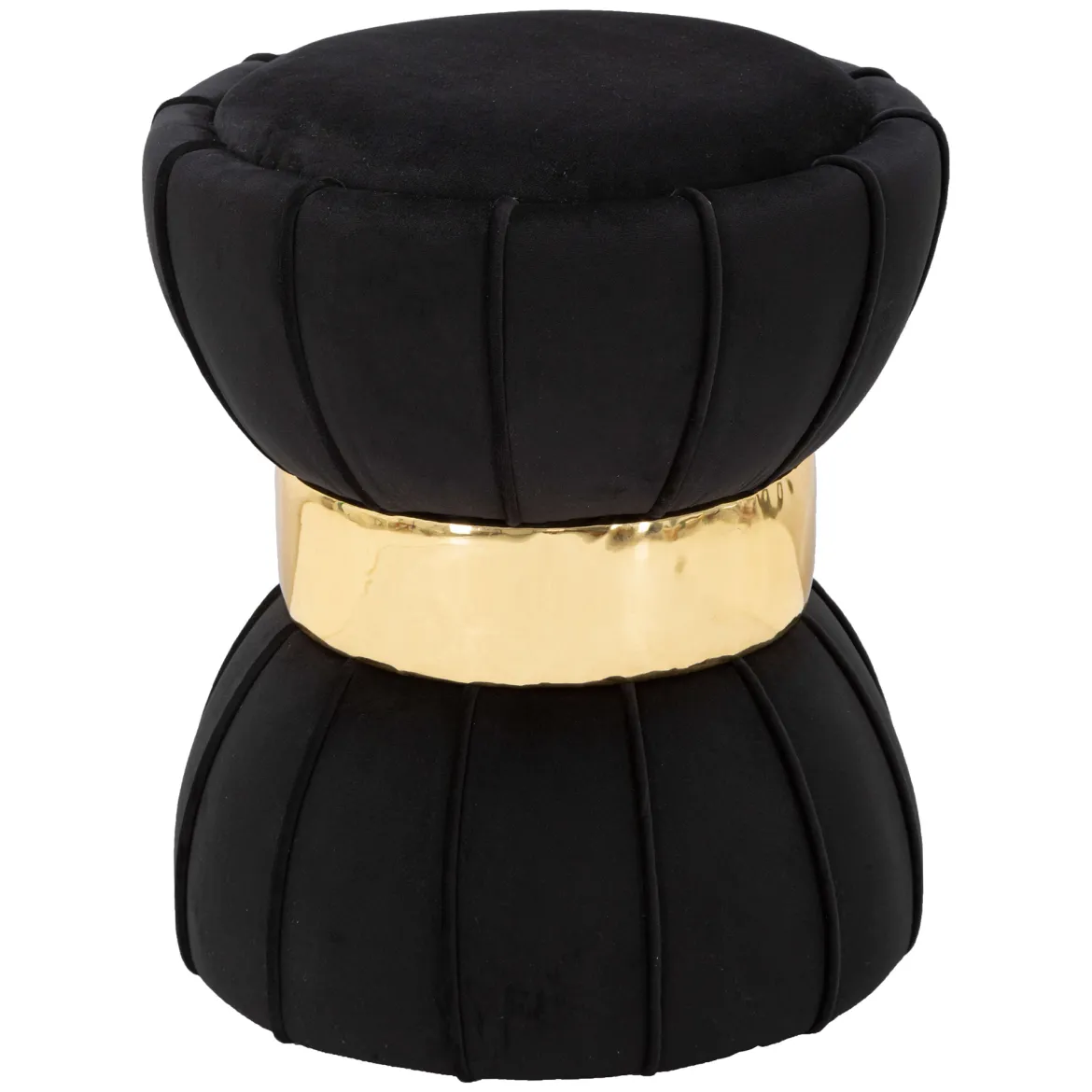 Sgabello Nero oro Imbottito Rivestimento in Velluto 46x48x96h cm, Materiale Struttura in Legno - Tupiza