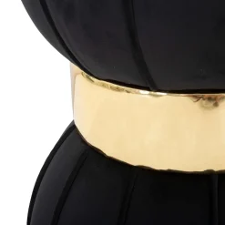 Sgabello Nero oro Imbottito Rivestimento in Velluto 46x48x96h cm, Materiale Struttura in Legno - Tupiza
